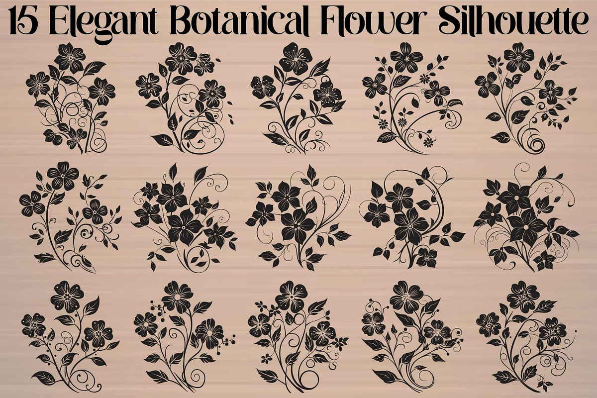 Elegant Botanical Flower Silhouette, an Object Graphic by Designer_Momina (Photo 16 of 16)
