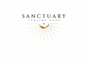 Sanctuary Logo Golden Crescent Moon, a Branding & Logo Template by Signatoro