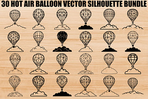Hot Air Balloon Silhouette Bundle