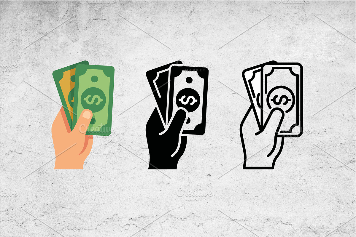 Hand Holding Money Icons Vector Set, an Outline Icon by Artonix (Photo 2 of 2)