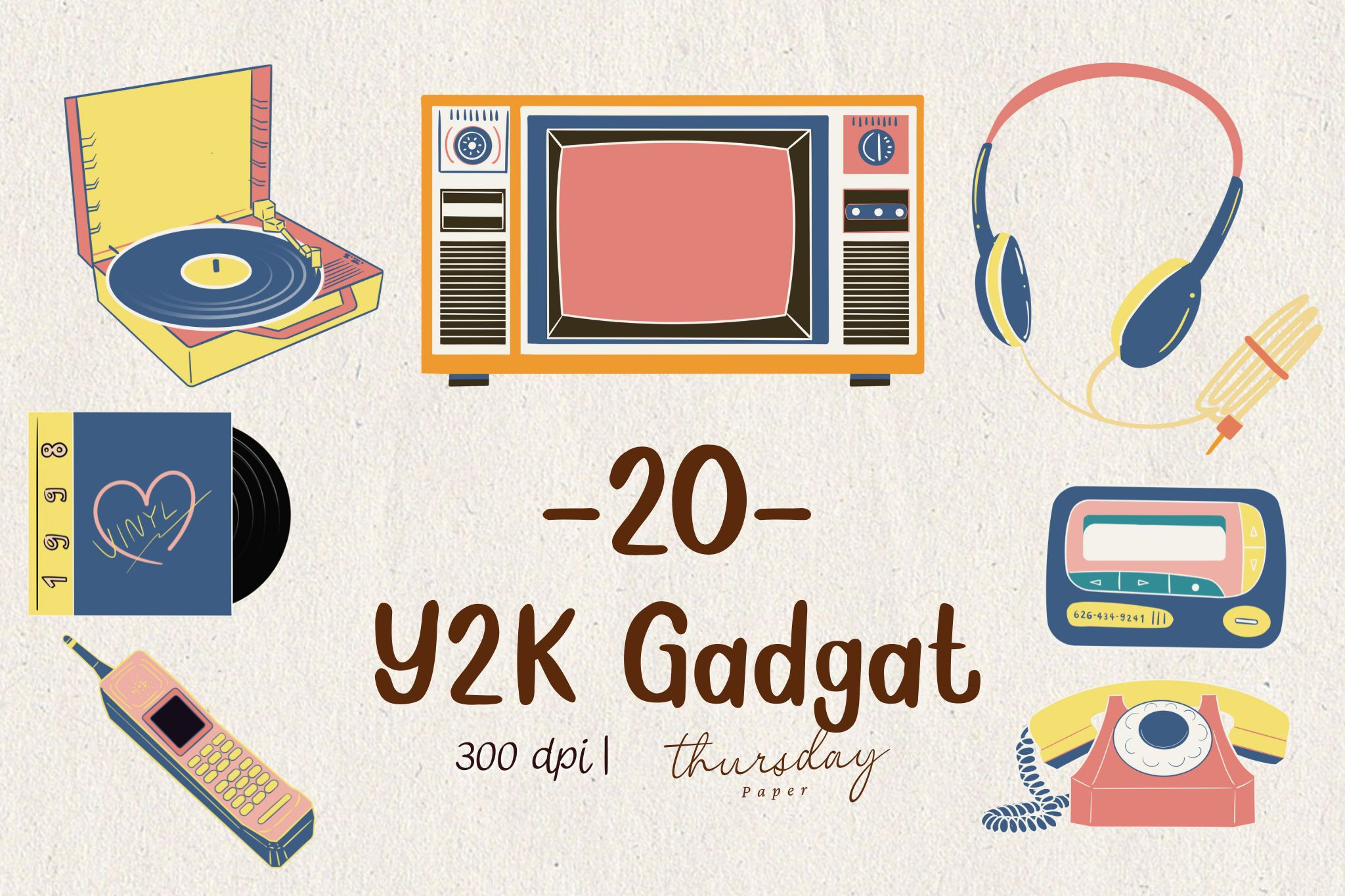 20 Y2K Gadgets Clip Art by Thursdaypaper  Creative Market