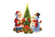 Santa Claus and a snowman, an Illustration by Vector Stall (Thumbnail 1 of 4)
