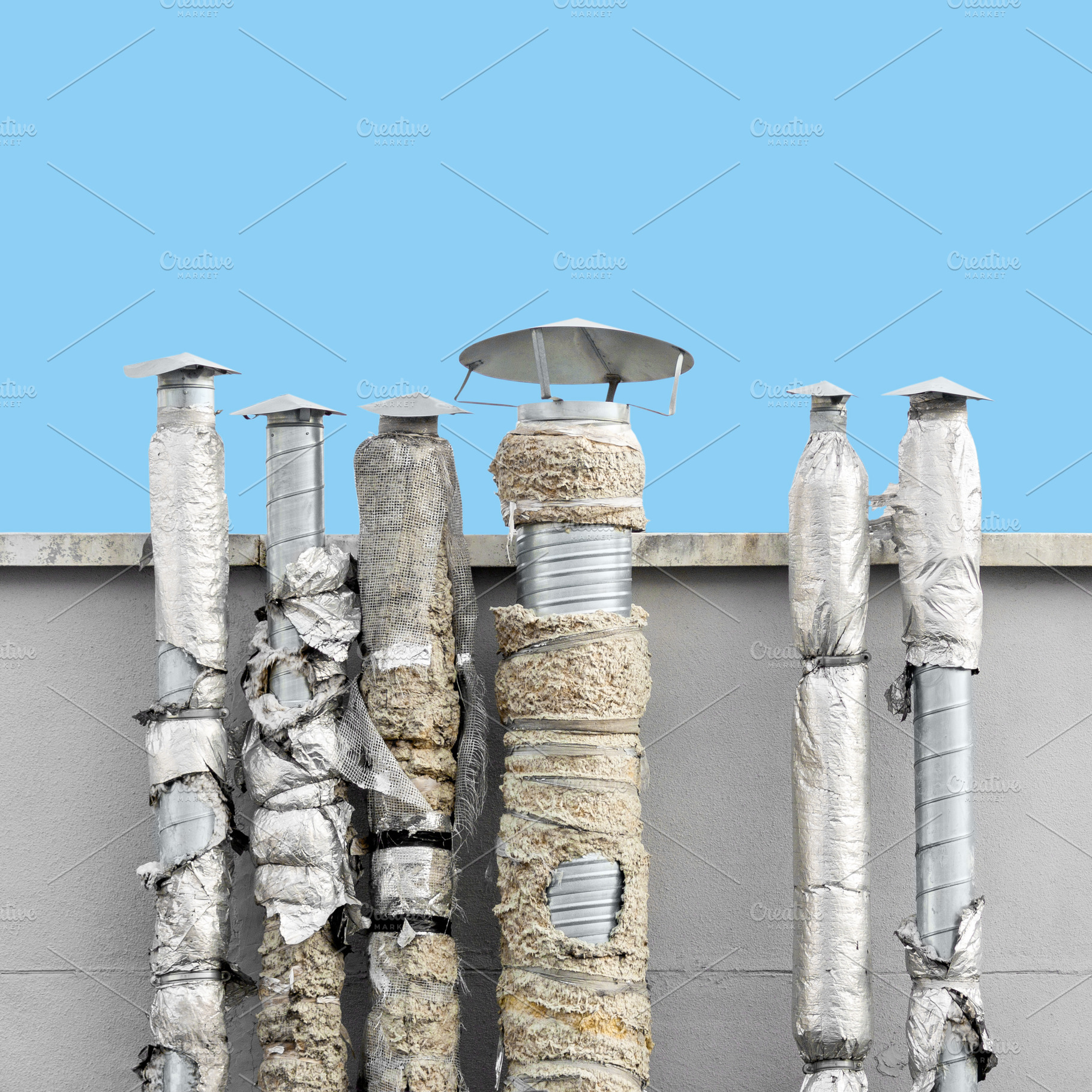 Old air duct ventilation chimneys, an Industrial Photo by BOOCYS