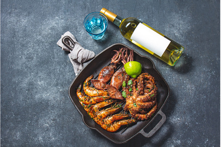 Grilled spimps, squids and octopus