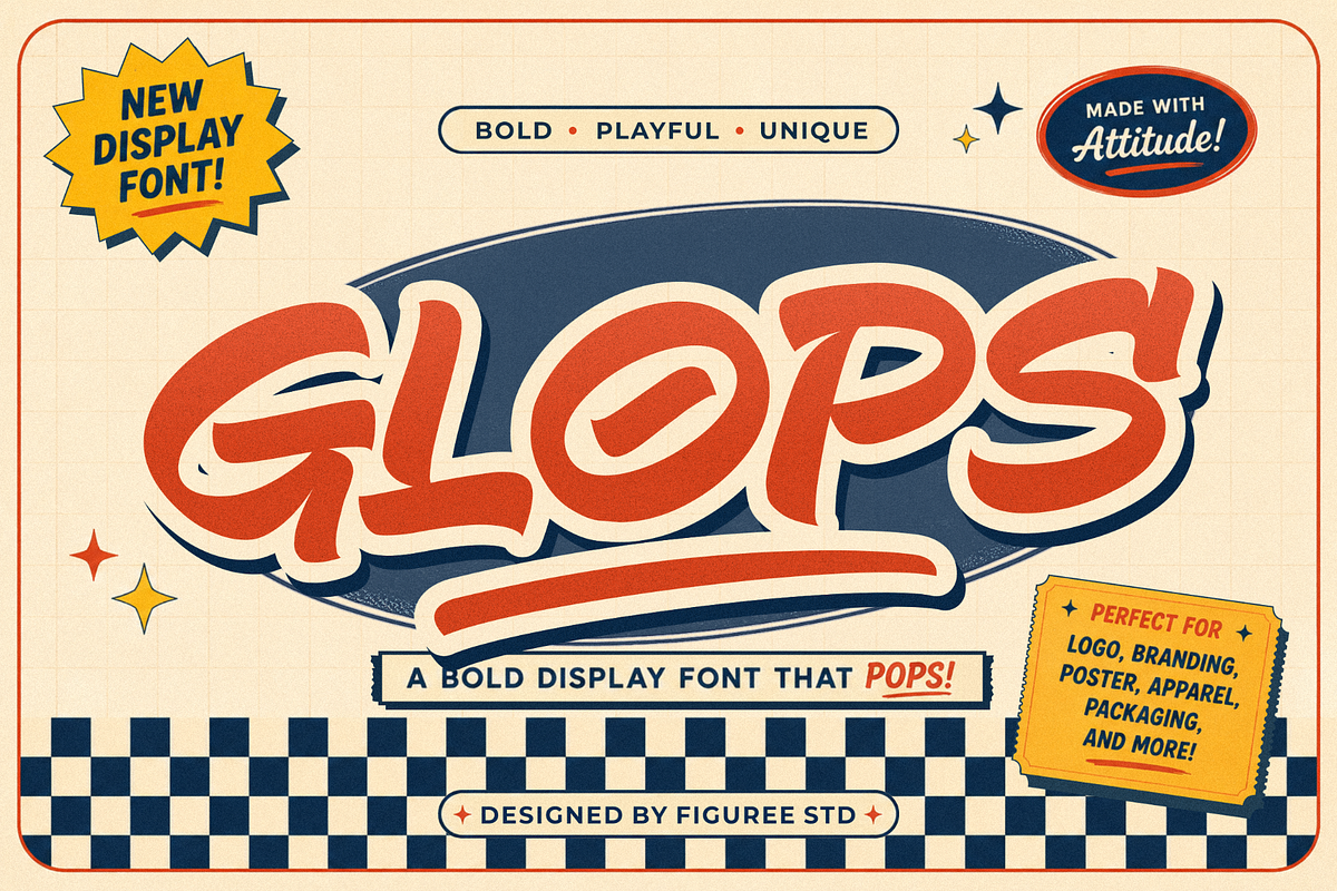 Glops – Retro Brush Font, a Handwritten Font by figuree studio (Photo 1 of 10)