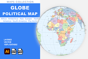 Globe Political Map - Bundle, an Education Illustration by Cartorical