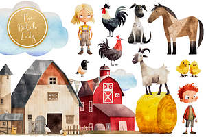 Cute Farm & Homestead Clipart Set