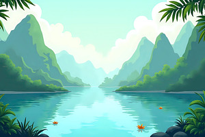 Create a flat cartoon vector backgro, a Photo by LOGOCREATIVE