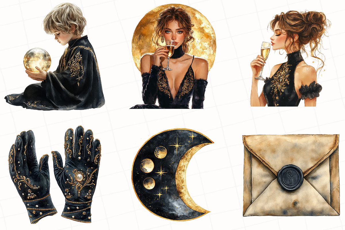 Watercolor Gilded Reverie Clipart, an Illustration by OK Design (Photo 5 of 5)