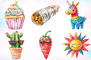 Watercolor Mexican Fiesta Clipart, an Illustration by Canvas Craft (Thumbnail 3 of 3)