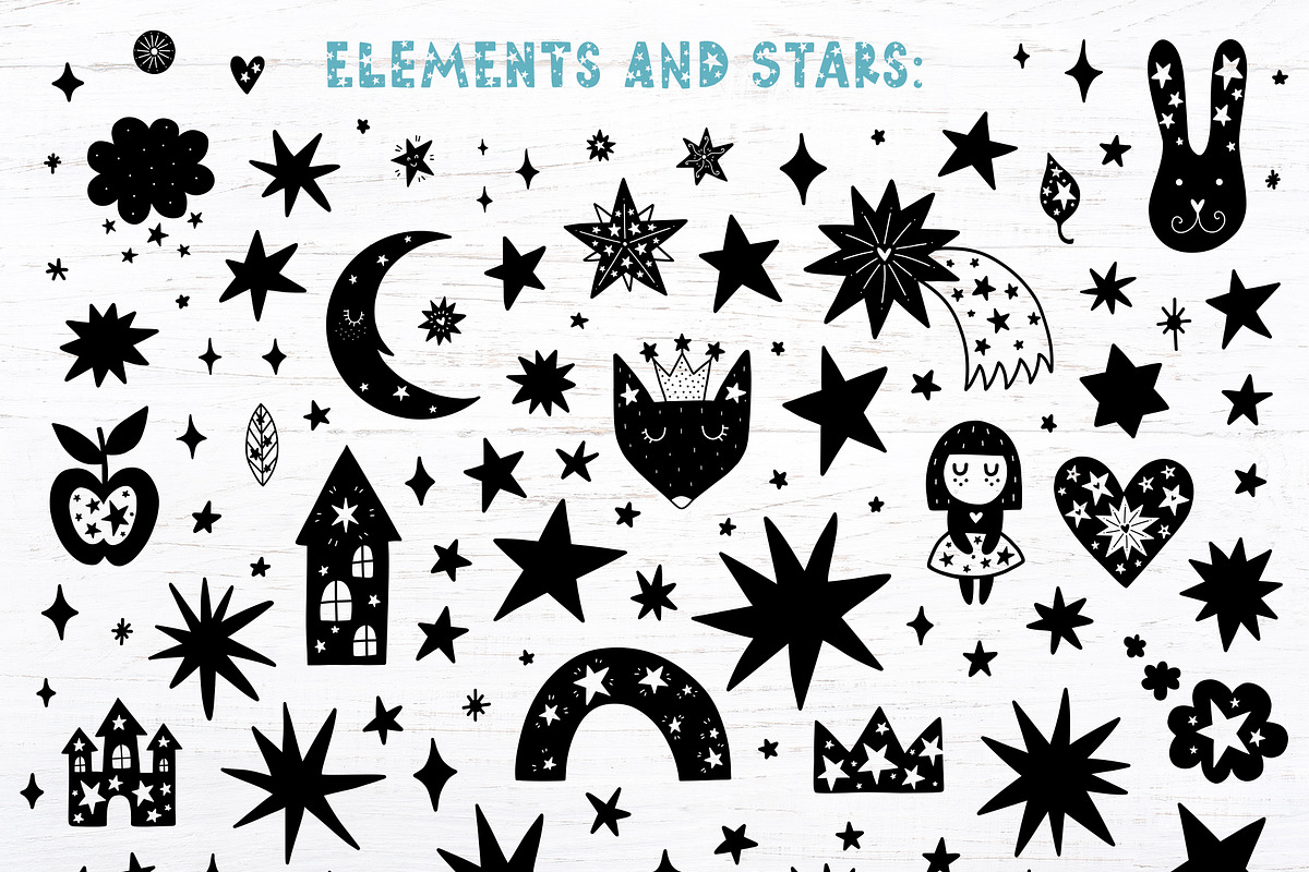 Starry Typeface - Font with Clipart preview 7