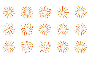 Colorful red and gold firework icon, an Object Illustration by GraphiShop
