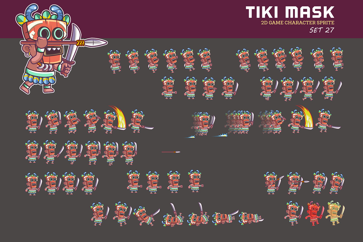 TIKI MASK GAME SPRITE, an Illustration by Silpin