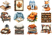 Cozy Fall Reading Clipart, an Illustration by Craft Nest (Thumbnail 2 of 5)
