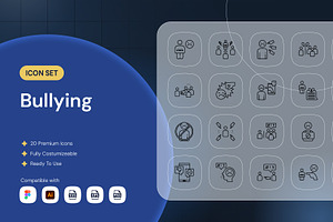 Bullying Icon Set, an Outline Icon by Nathaya Studio