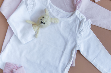 Set of pink clothes and accessories for newborn baby. Knitted to, a Beauty & Fashion Photo by Olena Rudo