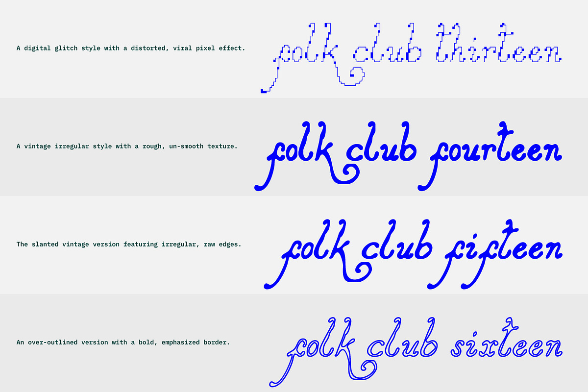 Folk Club // 17 Font Set (Pixel), a Script Font by PeachCreme (Photo 15 of 18)