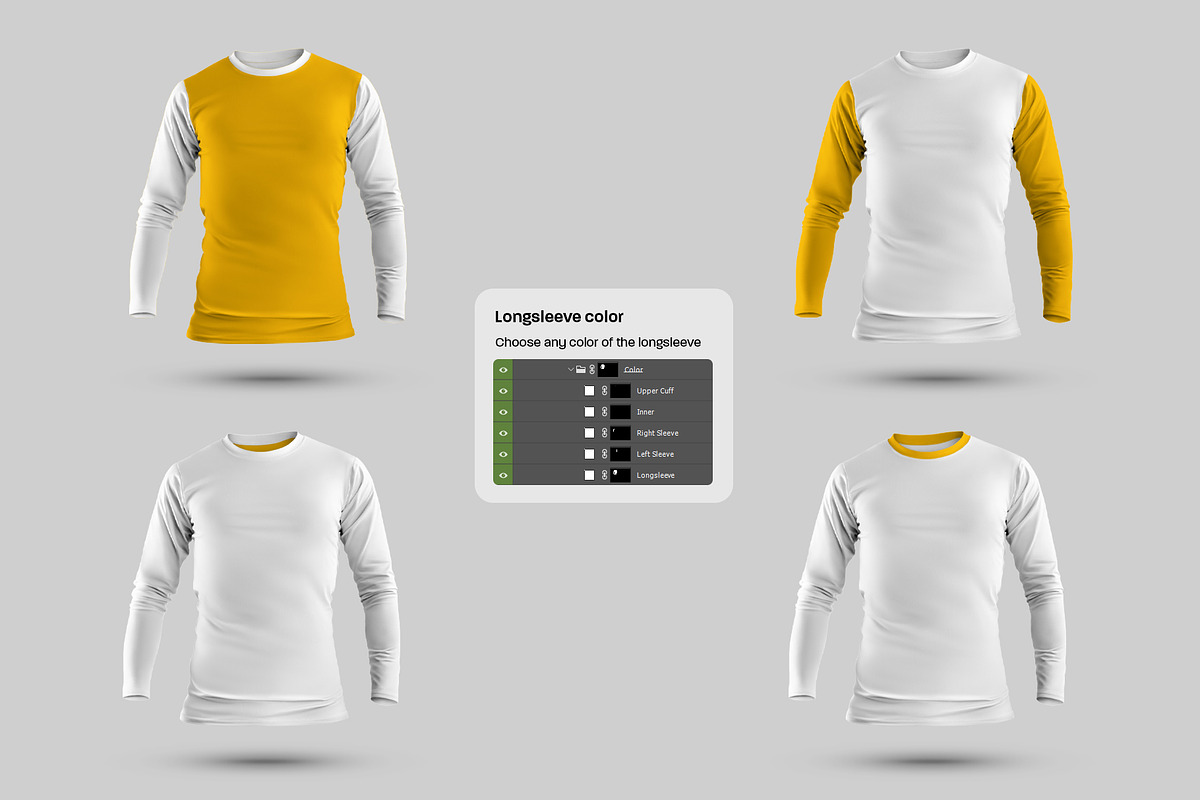 6 Men's Mockups Longsleeve T-Shirt, a Shirt Mockup by Grow Design Craft Studio (Photo 3 of 9)