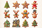 Watercolor Gingerbread Clipart, an Illustration by Libby Wishes (Thumbnail 2 of 7)