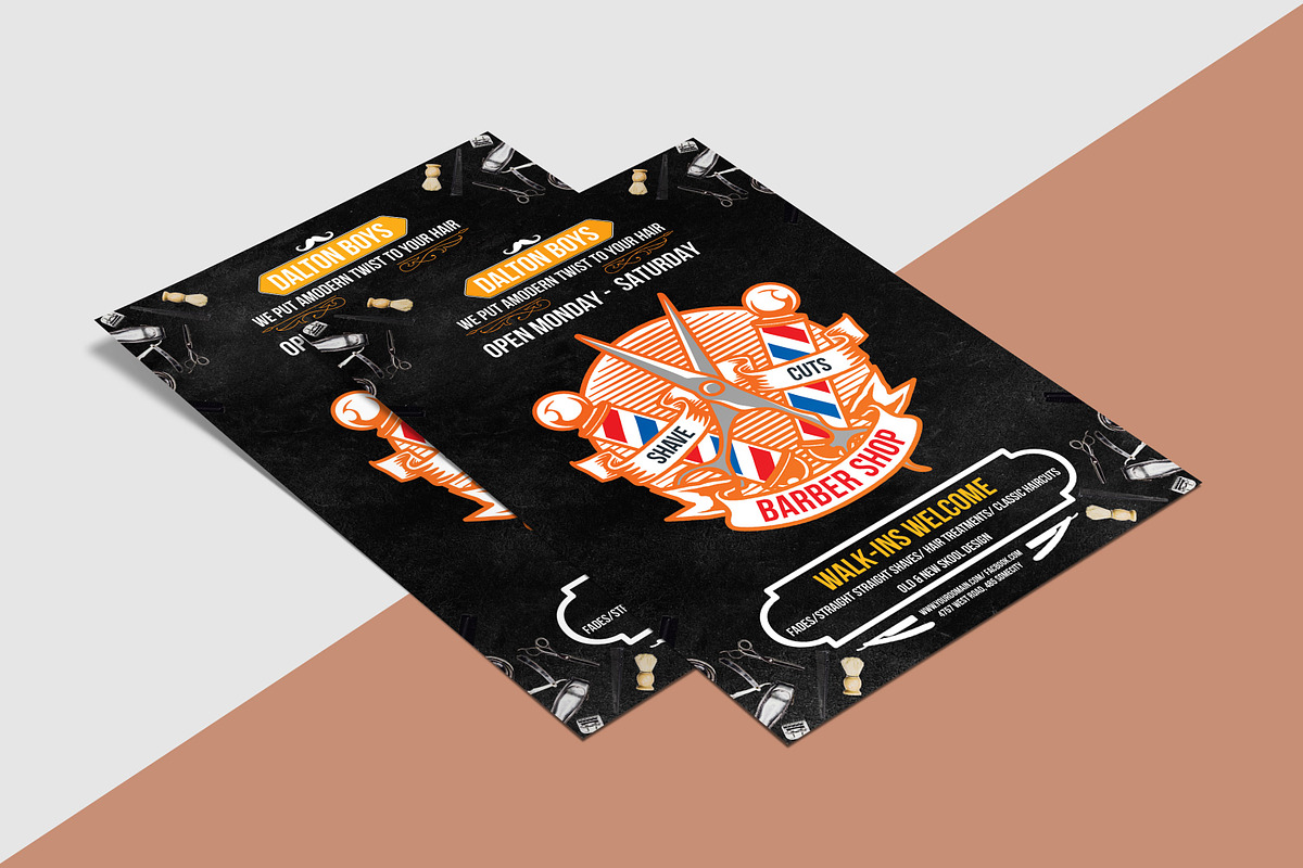 Barber Shop Flyer Template, a Flyer Template by Ultimate Template Shop (Photo 2 of 6)