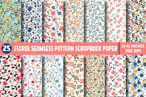 Floral Seamless Pattern Scrapbook, an Illustration by SinaCreation