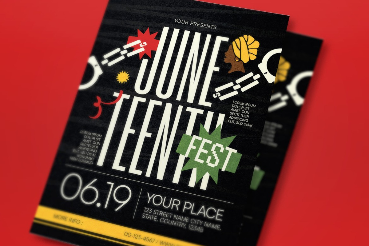 Black Quirky Juneteenth Flyer Set, a Flyer Template by graphicook (Photo 2 of 3)