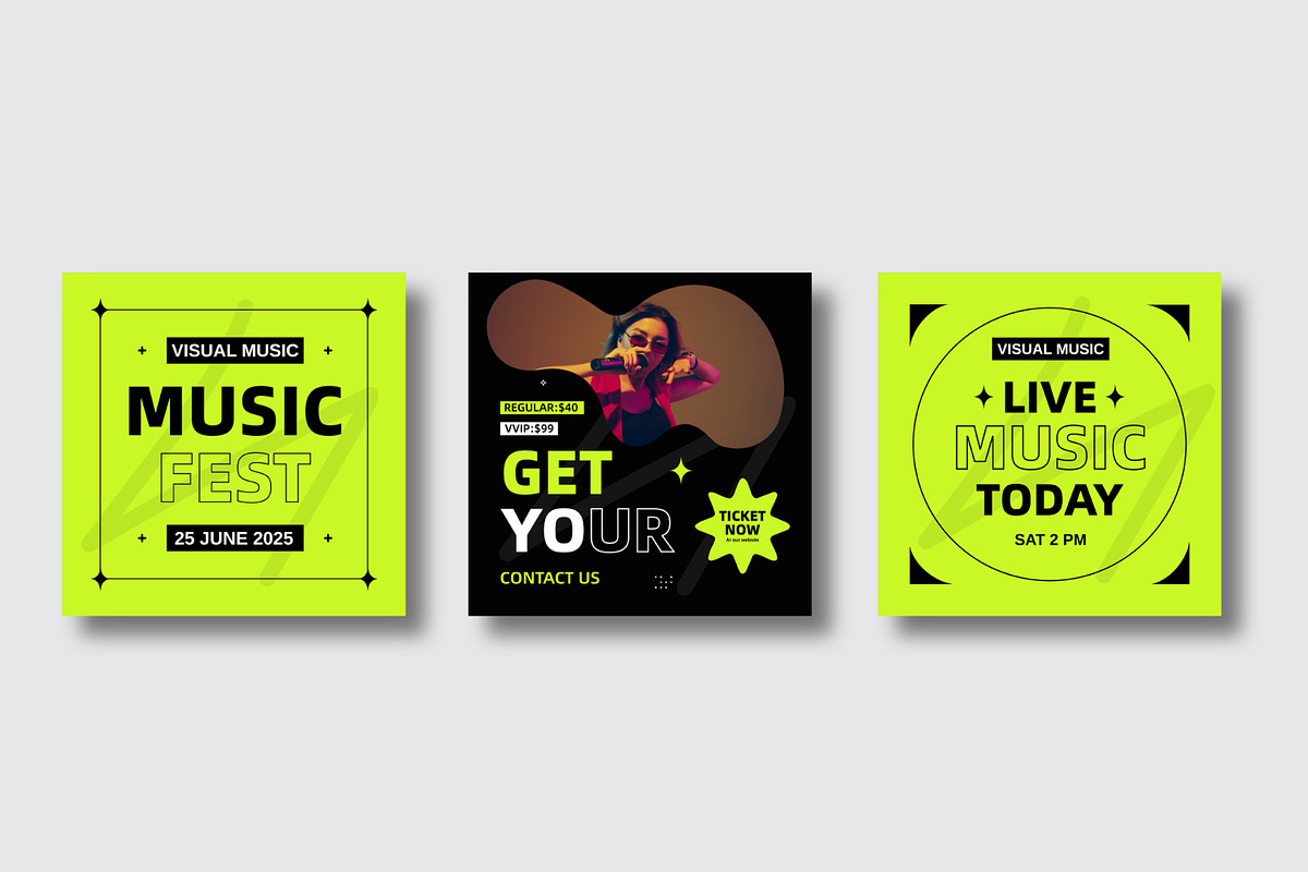 Music Social Media Posts and Stories, a Social Media Template by MightyDesign (Photo 3 of 6)