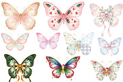 Coquette Christmas Butterfly Clipart, an Illustration by Designking (Thumbnail 3 of 5)