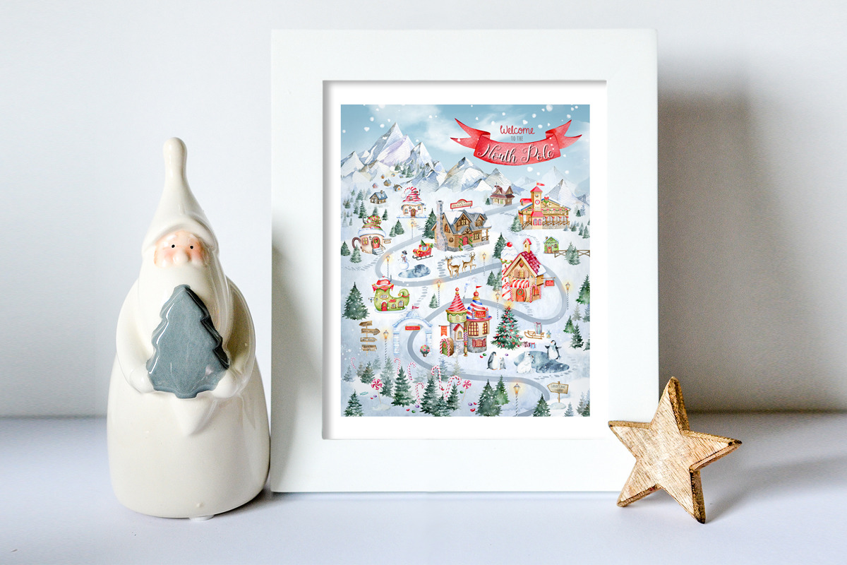 Christmas Village Map, North Pole, a Decorative Illustration by SimpleWishesArt (Photo 3 of 4)