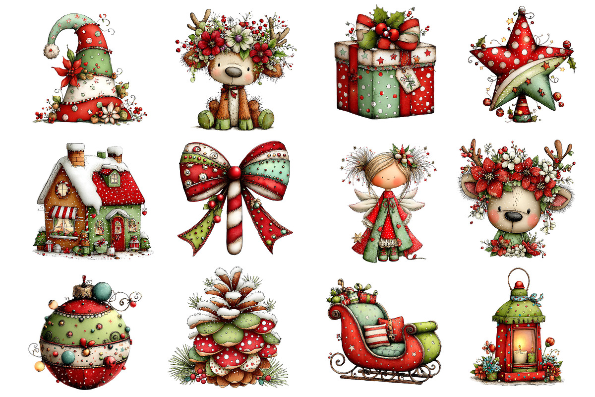 Whimsical Christmas Clipart, an Illustration by Dream Creation (Photo 3 of 5)