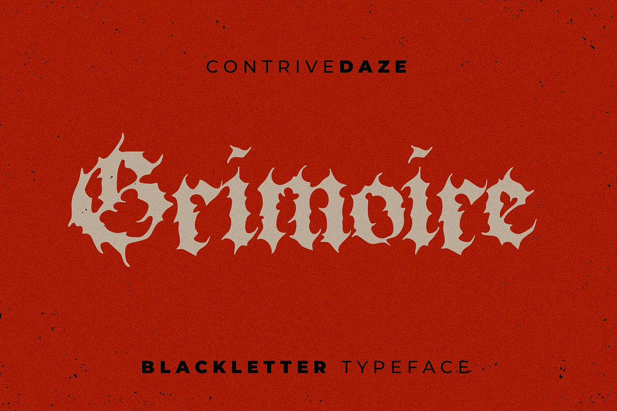 GRIMOIRE BLACKLETTER TYPEFACE, a Blackletter Font by CONTRIVEDAZE (Photo 1 of 6)