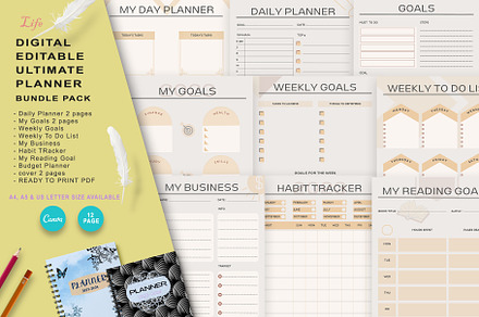 Canva Ultimate Planner Bundle Vol.1, a Stationery Template by ROJI CREATOR