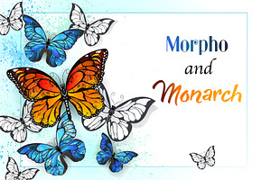 Background With Monarchs And Morpho