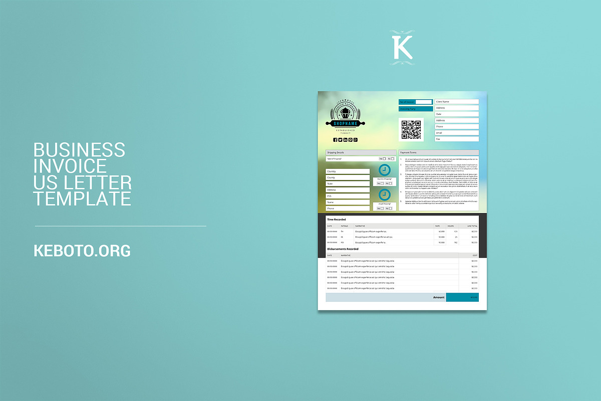 Business Invoice US Letter Template, a Templates & Theme by Keboto
