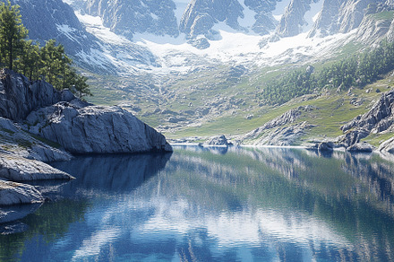 Spring mountain landscape with lake, a Nature Photo by MistyDay