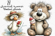 Whimsical Summer Woodland Animals, a Seasonal Illustration by Canvas Craft (Thumbnail 1 of 7)