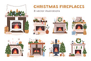 Cozy Christmas home fireplaces set, a Decorative Illustration by Good Studio (Thumbnail 1 of 6)