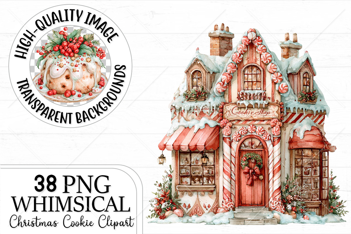 Christmas Cookie Clipart PNG Bundle, a Seasonal Illustration by Canvas Craft (Photo 1 of 10)