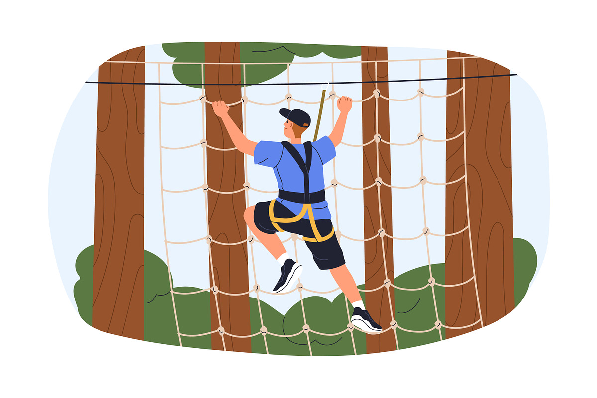 People climbing in rope park set, a Sport Illustration by Good Studio (Photo 24 of 25)