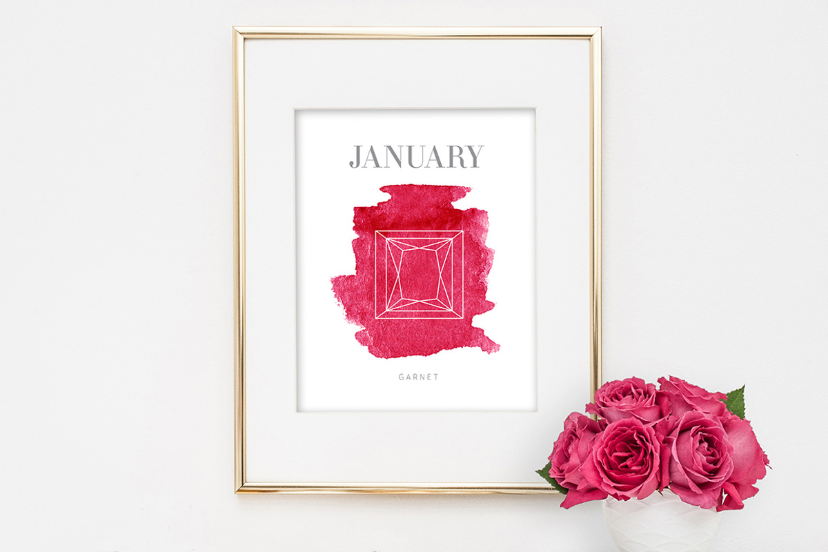 January Garnet Birthstone Print, an Illustration by Charming Ink (Photo 1 of 2)