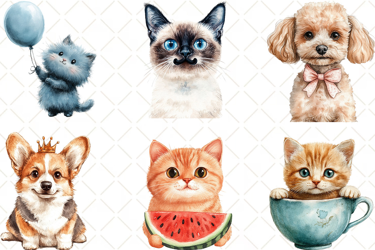Quirky Dogs Cats Sublimation Clipart, an Illustration by Black Bird Studio (Photo 6 of 6)