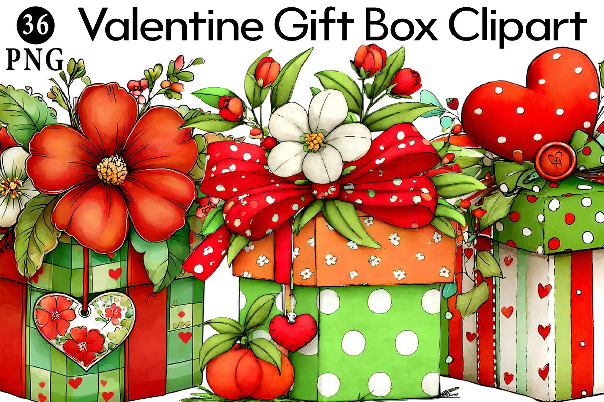 Valentine Gift Box Clipart, an Illustration by Daily.Designs (Photo 1 of 8)