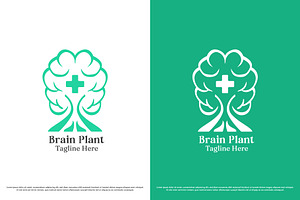 Brain tree logo design template