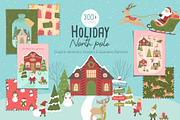 Holiday Santa Village Illustrations, a Background Graphic by CreativeChristiana (Thumbnail 1 of 15)