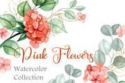 Pink flowers. Watercolor collection, a Decorative Illustration by made by Tanya (Thumbnail 1 of 5)