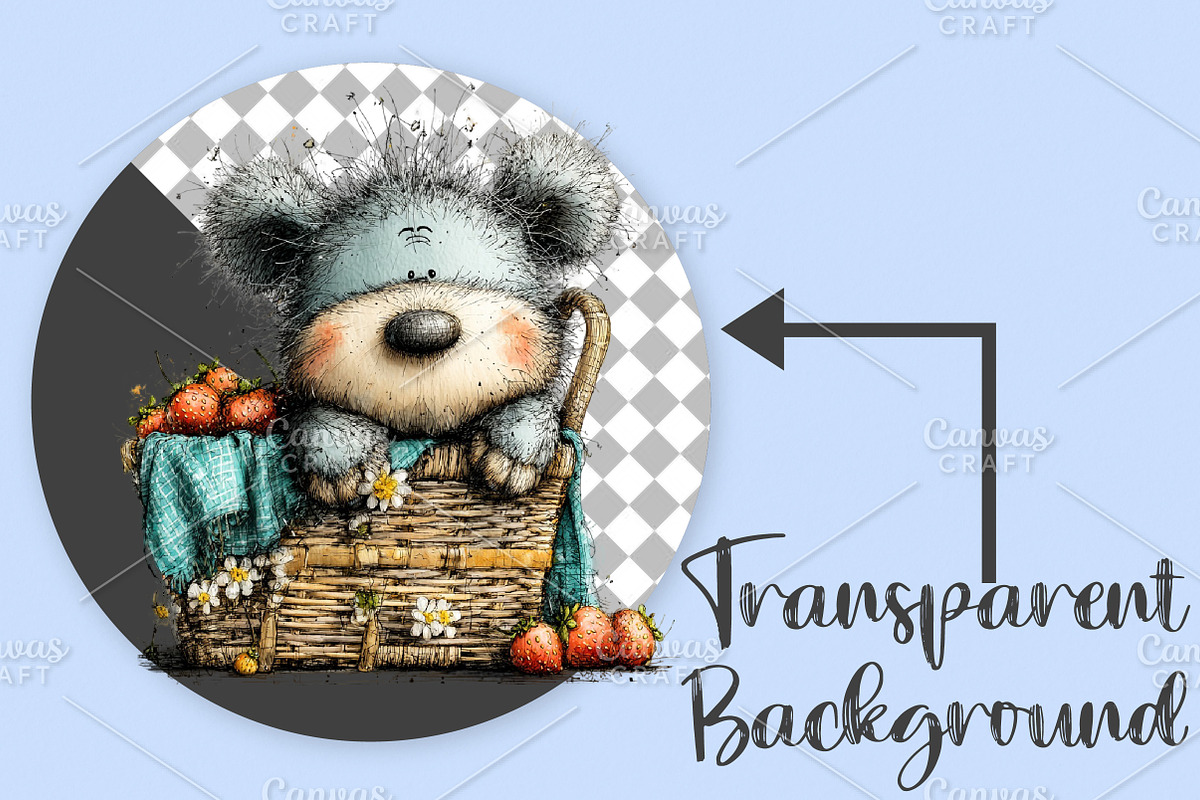 Whimsical Spring Teddy Bear Clipart, an Illustration by Canvas Craft (Photo 2 of 7)