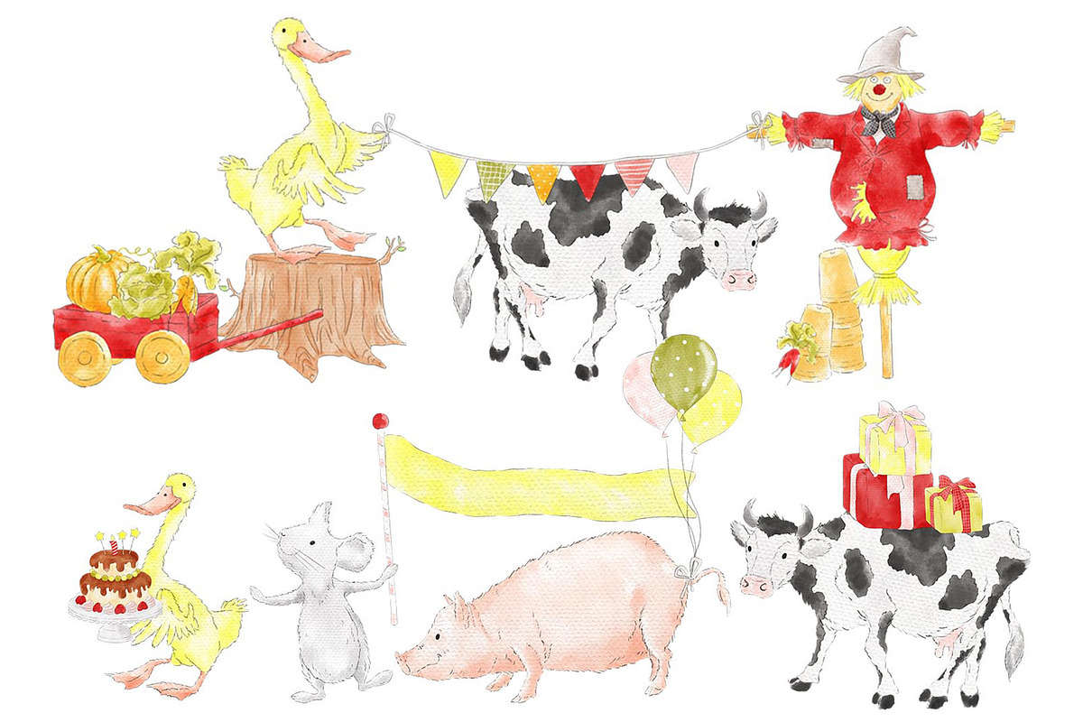 Farm Party Barnyard Animals Clipart, an Animal Illustration by Magic Story Studio (Photo 3 of 5)