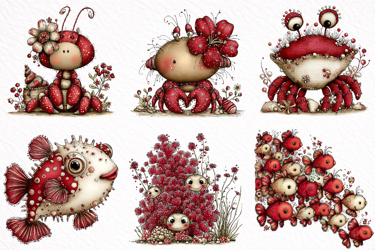 Whimsical Animals in Aquarium, an Illustration by DreamArtGraphic (Photo 3 of 8)