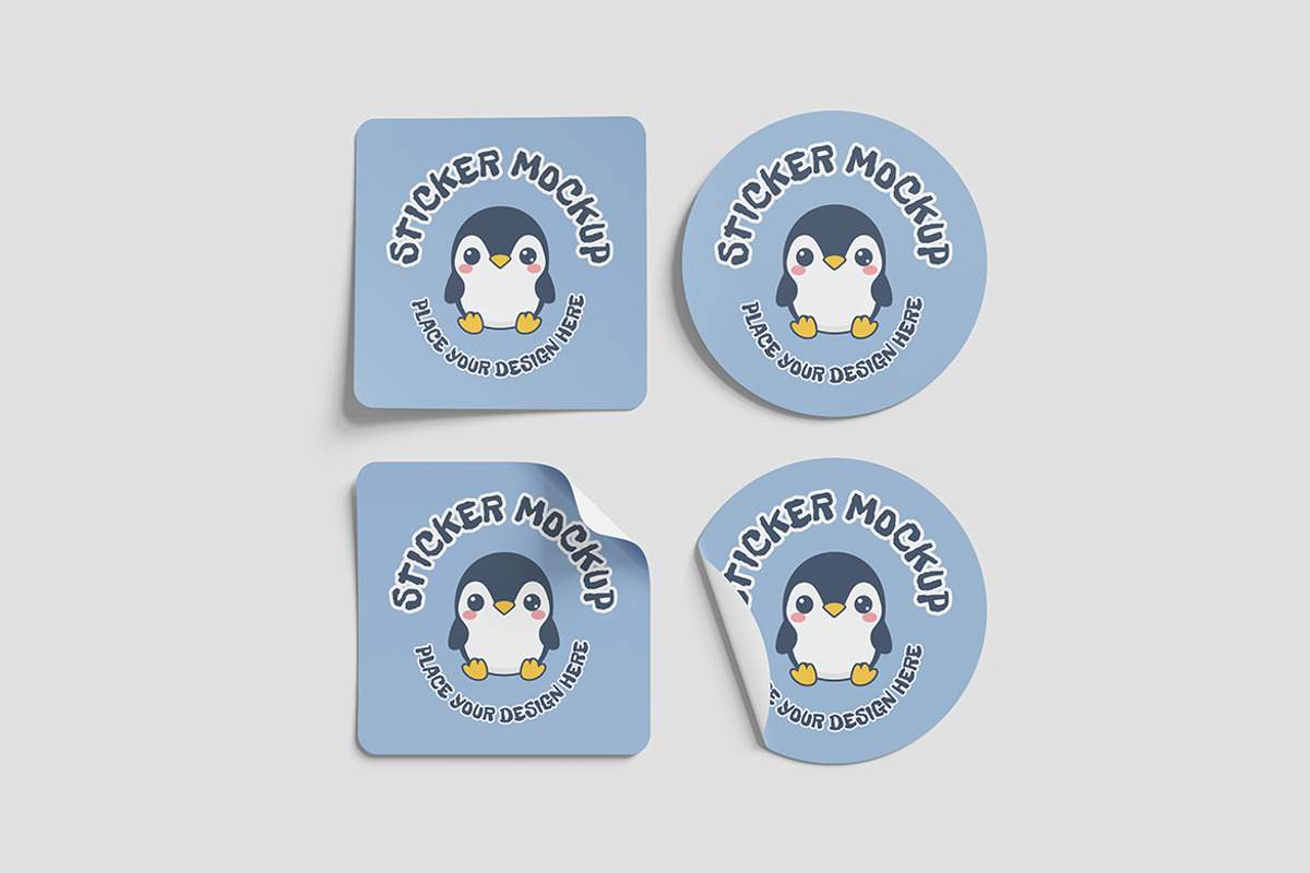 Realistic Sticker Mockup PSD, an Advertising Mockup by Indah (Photo 2 of 6)