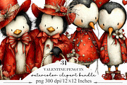Whimsical Valentine Penguin Clipart, an Illustration by Designking (Thumbnail 1 of 5)